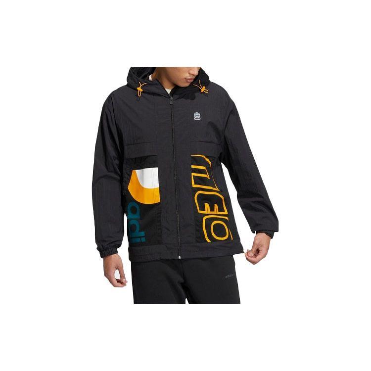 adidas Neo Sport Тканая куртка с капюшоном с алфавитом Мужская верхняя одежда Черный HS8850