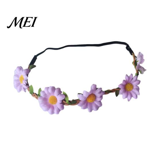 Elastic Daisy Headband for Children Sunflower/Daisy Wreath Women Girls, Flower Headpiece, Adjustable Floral Hair Accessory Beach Vacation Silk