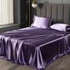 Glossy Satin Silk Bed Sheet With 2 Pillowcase Twin/Full/Queen/Top Sheets Solid Color Flat Bed Sheets Smooth Bed Sheet Sets
