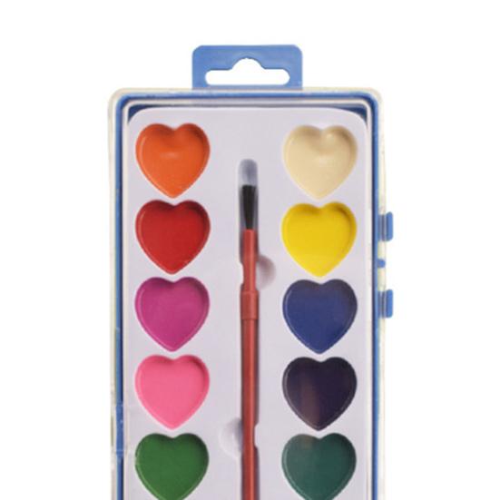 Valentine's Day Watercolor Paint Colors Heart-Shaped Paintbrush Washable Watercolor Paints with Set 16 Paints for Parties