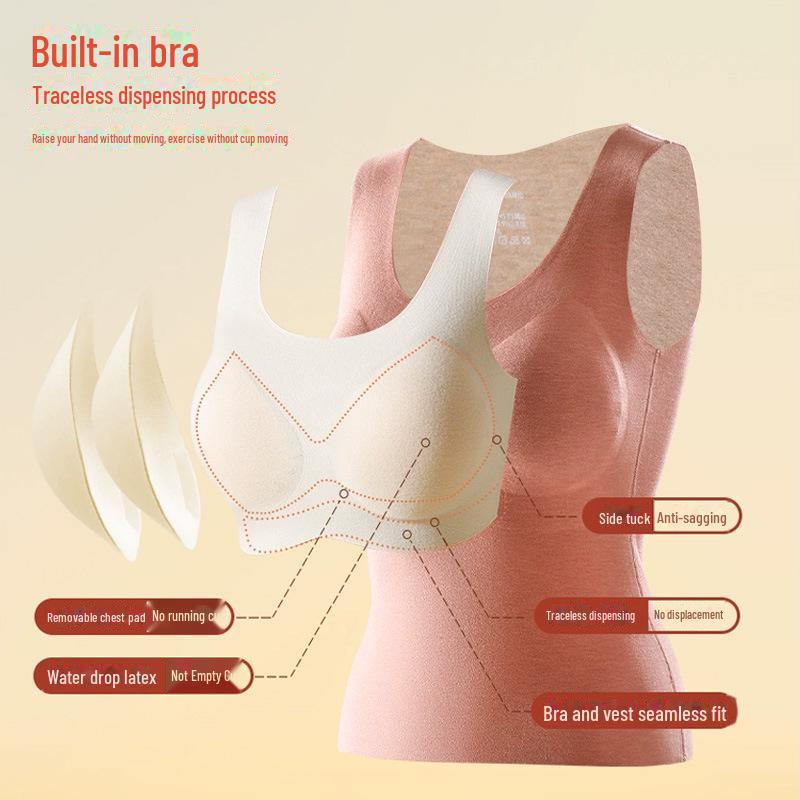 Women's German Velvet Silk Warm Vest with Chest Pads - Heated Cashmere Bottoming Vest with Free Chest Support