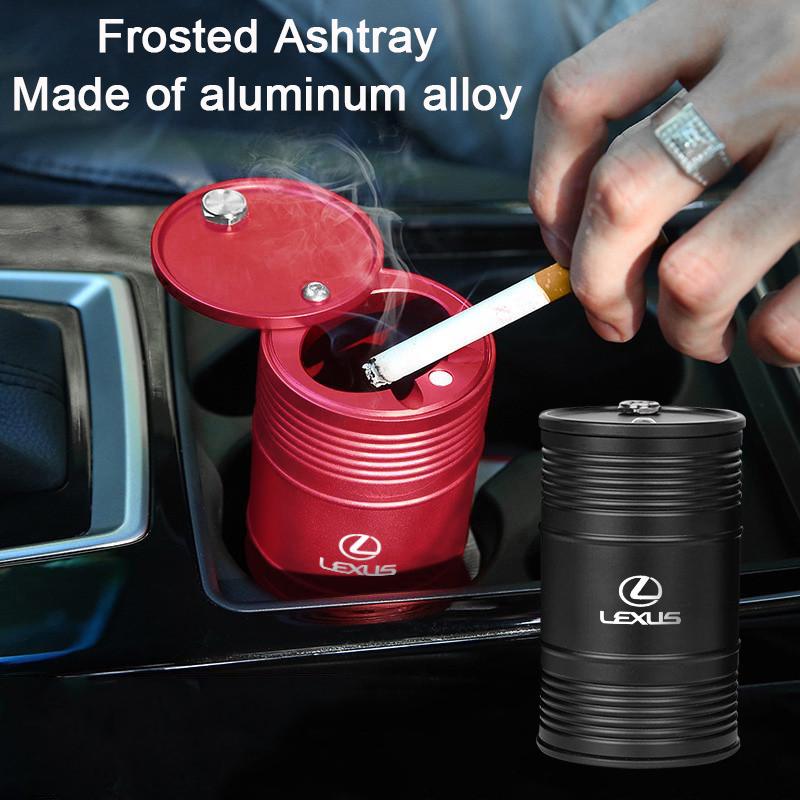 Car Zinc Alloy Ashtray With Lid Rotating Oil Drum Shape For Lexus FSPORT LBX NX RX 350h 450h ES UX 300e GS GX IS LS LX CT LC RC AES1