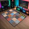 Коврик-мат Pixel Block - Декор ковра для игровой комнаты, спальни, игровая, разноцветный блочный узор, противоскользящий, мягкий, домашний декор