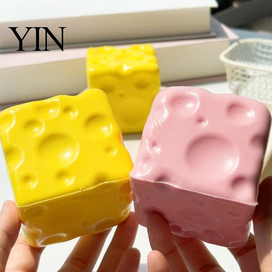 Cheese Shape Stress Toy Fake Squeeze Toy, Anxiety Relief Cube Sensory Ball Slow Rising Pinch Home Office Relaxation Tool Hand Exercise