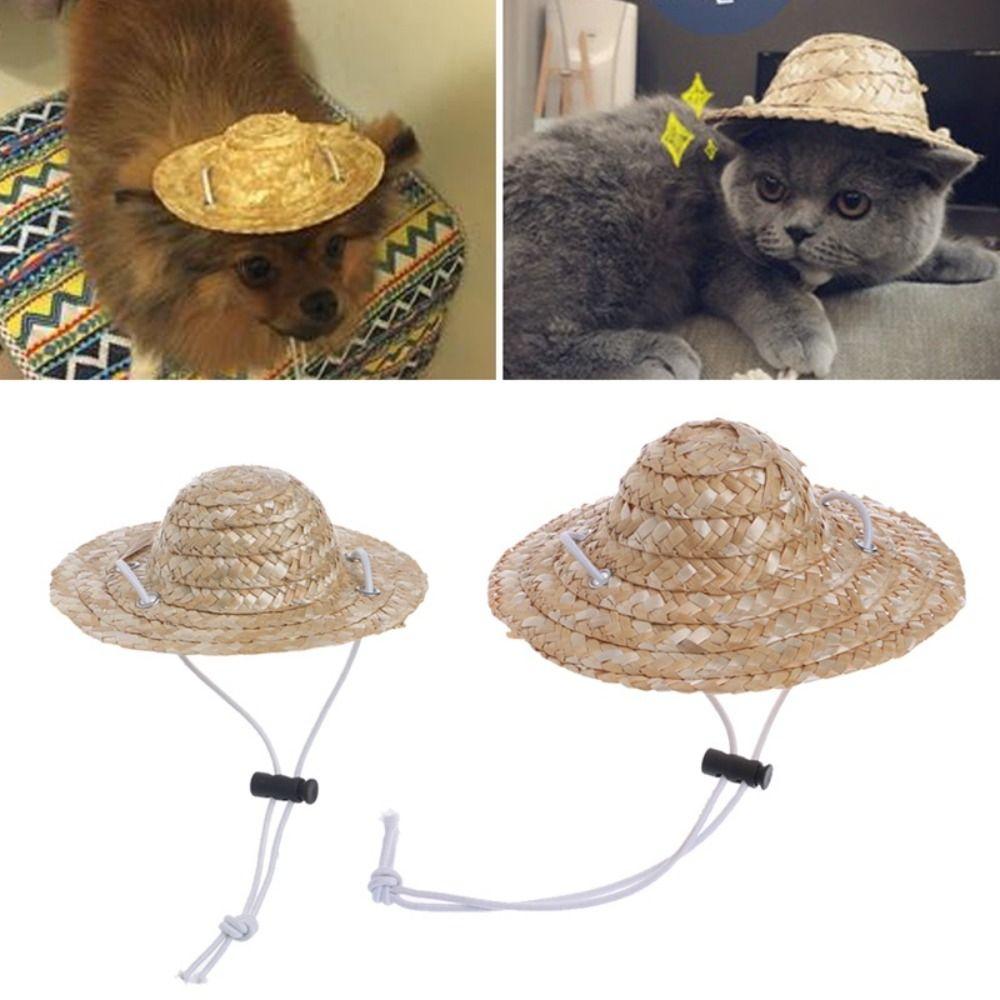 Dog Decorative Hat Pet Woven Hat Photo Prop Cat Party Hats Pet Accessories For Small Dog Puppy Cat