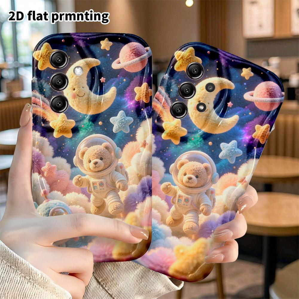 Phone Case: 2D flat, suitable for Samsung Galaxy A34 A35 M05 M06 S20 S22 S21 FE Plus 5G protective case, astronaut teddy bear, perfect Christmas and H