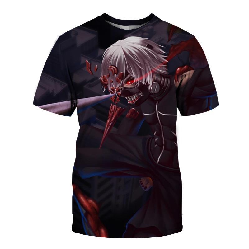 Мужская футболка Tokyo Ghost свободного кроя с цифровой 3D-печатью, с круглым вырезом и короткими рукавами