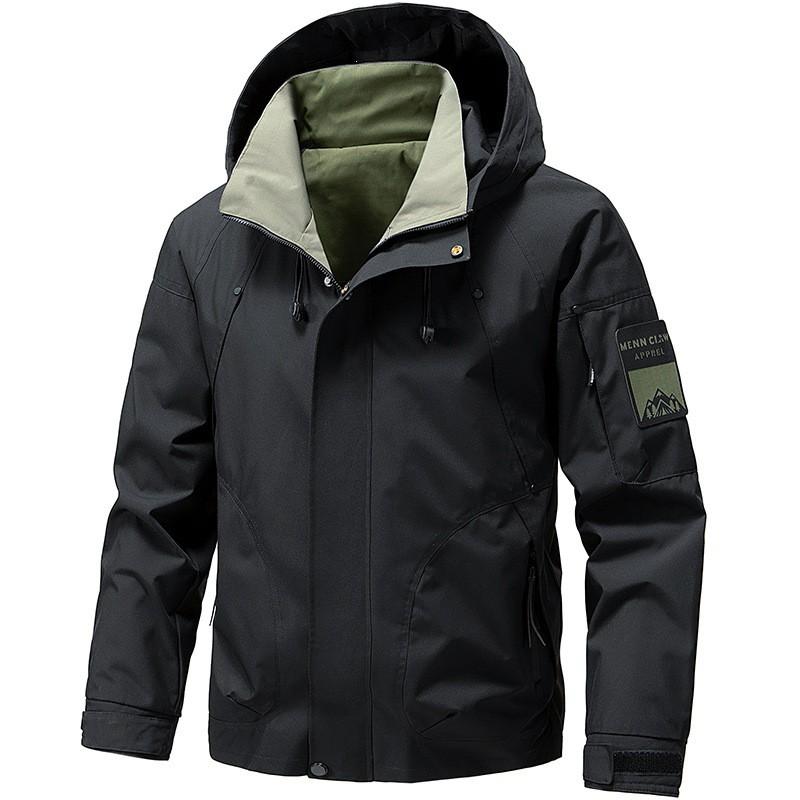 Mens Hooded Windproof Waterproof Outdoor Jacket 2026 Casual Workwear Style