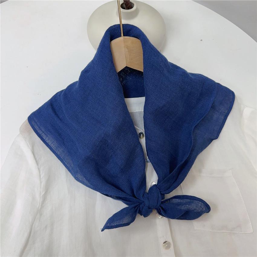 Clearance Welfare Retro Linen Square Scarf Literary And Versatile Women'S Summer Neck Protection Cotton And Linen Small Silk Scarf Scarf Printed Model