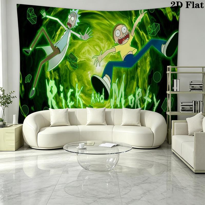 Rick y morty Wall Tapestry Aesthetic Wall Hanging Printed Fabric Blanket Decorative Tapestries for Bedroom Living Room Home Decor