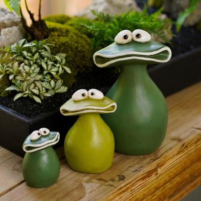 Фигурка лягушки с большим ртом, украшение из смолы, семья лягушек, водонепроницаемый сад лягушек из мультфильма