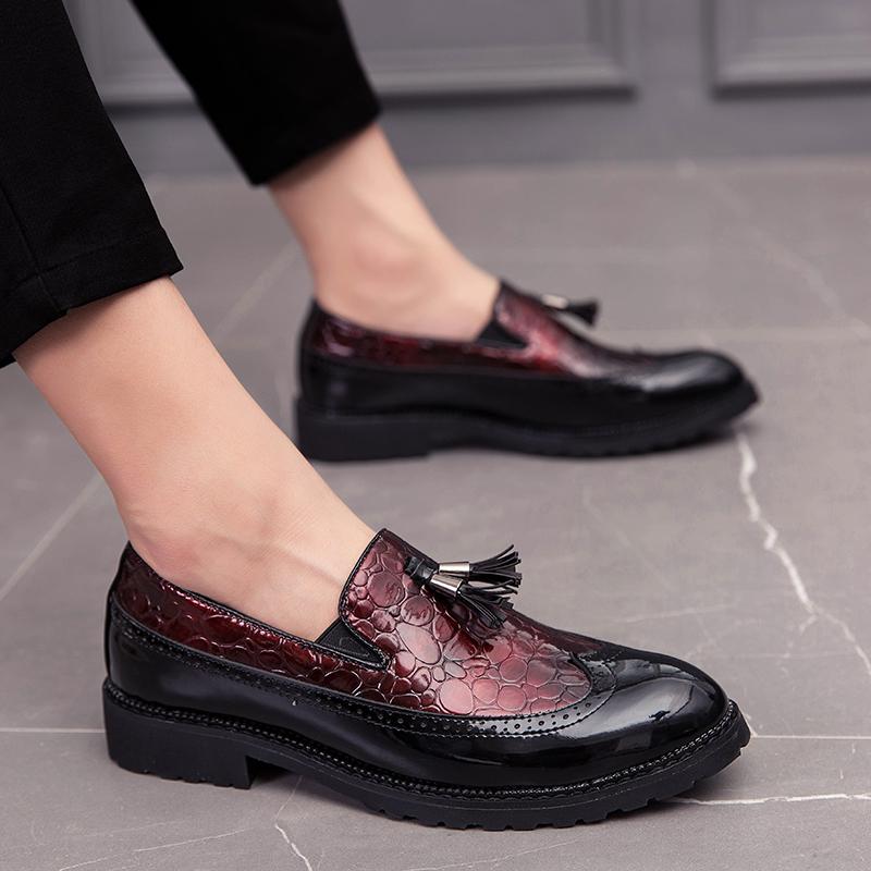 Модная обувь, офисная обувь для мужчин, повседневная обувь, дышащие кожаные мокасины для вождения, удобные туфли без застежек 2019 года, три цвета