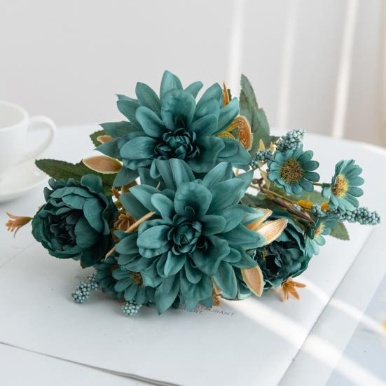 Связка искусственных цветов Искусственный букет из георгин Реалистичные искусственные цветы для цветочной композиции Украшения для свадьбы дома