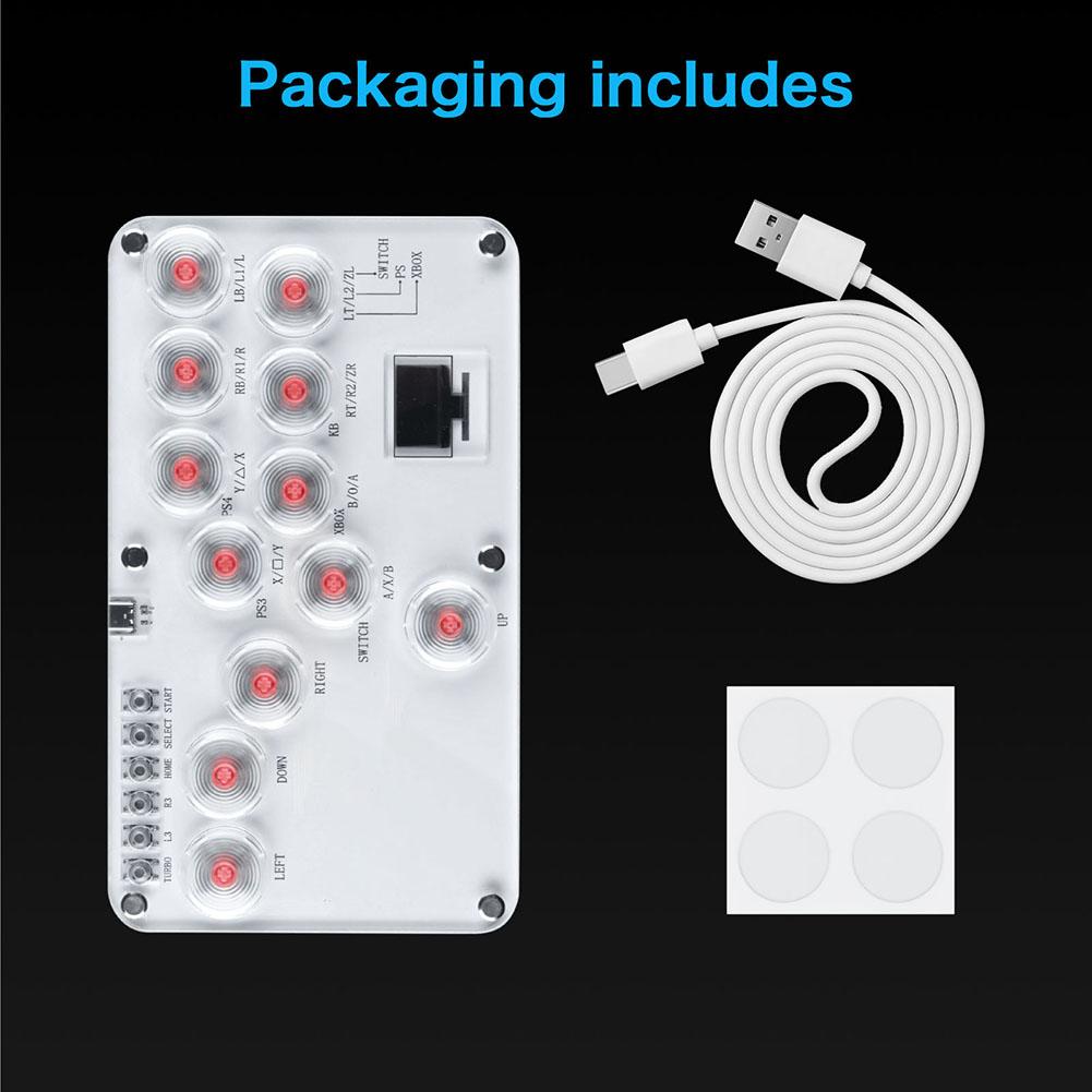 Arcade Joystick 12Keys All-Button Leverless Controller Fight Sticks Arcade Fightstick Keyboard Rims Button for PC/PS4/PS3/Switch