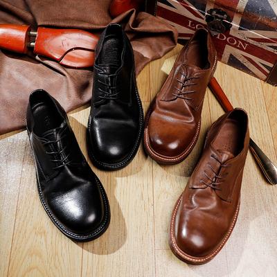 Мужская обувь Мужская обувь ручной работы Goodyear с кожаной подошвой, потертая, в стиле ретро, повседневная, универсальная, кожаная