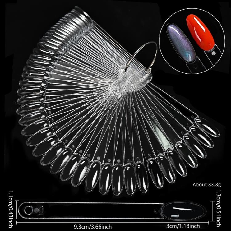 50 прозрачных палочек в форме веера для демонстрации цвета гель-лака, аксессуары для нейл-арта, эффективные для тестирования и тренировки цветовых решений.