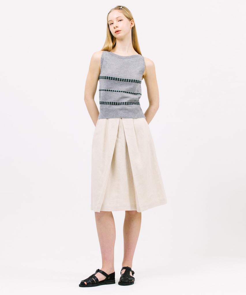 Jun By Jun K One-Pleated Midi Skirt_Oatmeal