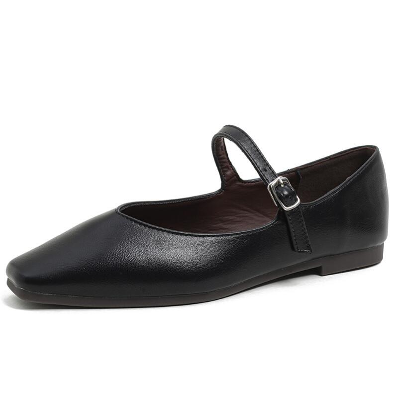 Квадратный носок неглубокие балетки на плоской подошве женские новые повседневные элегантные туфли Мэри Джейн с пряжкой на плоской подошве обувь для платья Mujer