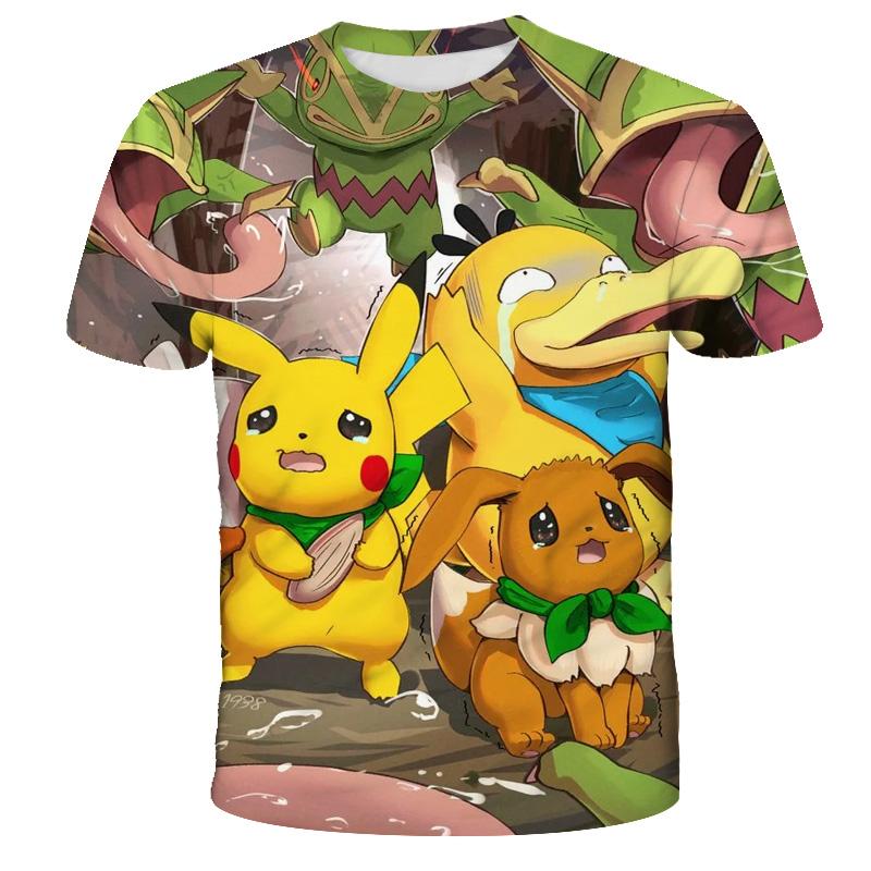 3D футболки Мужская одежда Покемон Мальчики Девочки С коротким рукавом Путешествия Одежда для родителей и детей