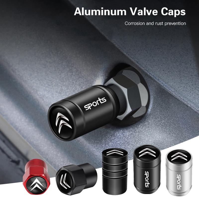 AABFJ1 4Pcs Car Tire Valve Caps Aluminum Car Wheel Stem Air Valve Cap For Citroen C4 C3 C2 DS3 Berlingo Xsara Grand Picasso Jumper Saxo