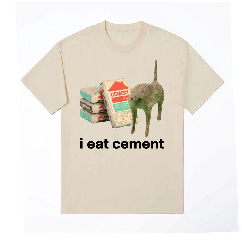 I Eat CeUnisext Cursed Cat Funny Meme T Shirt for Unisex Women Fashion Casual Short Sleeve T Shirts Male Oversized Cotton Tshirt Tops