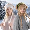 Winter Outdoor Warm Ear Protector Head Lei Feng Hat Cute Plush Lamb Stripe Knitted Wool Hat Women