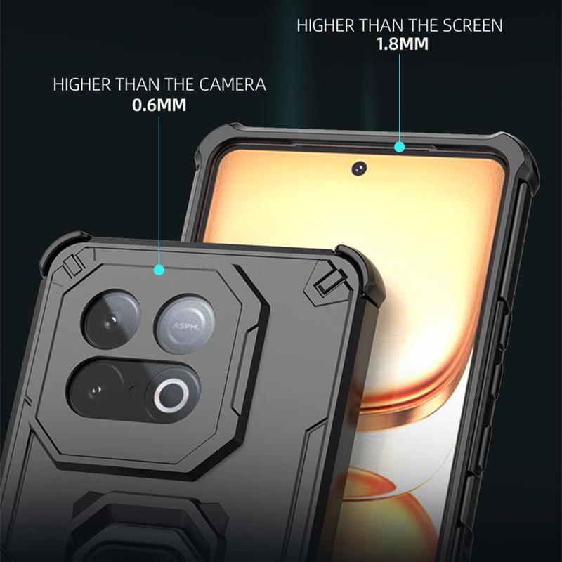 KEYSION Противоударный бронированный чехол для IQOO Z10 Turbo 5G Силикон+ПК Вертикальная металлическая подставка-кольцо для телефона для IQOO Z10 Turbo Pro