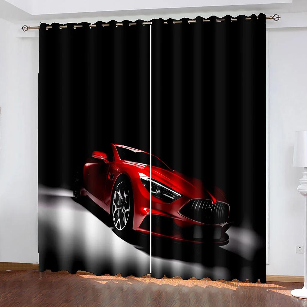 Черный крутой спортивный автомобиль фильм принт узор современные мальчики шторы окна для гостиной спальни кухни 2 шт декор