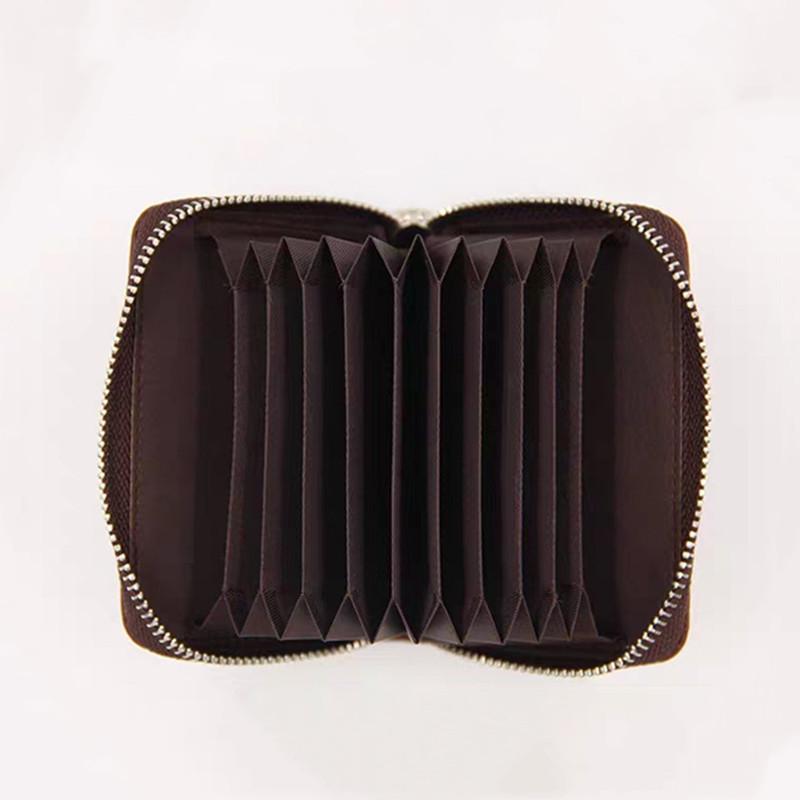 Держатель карт-гармошки из натуральной кожи с защитой от кражи RFID и застежкой-молнией для мужчин и женщин