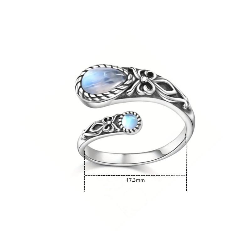Кольцо Лунный камень Кольцо Серебристого цвета Регулируемое кольцо Бохо Винтаж Кольцо из ложки Бабочка Синтетический камень Подарок
