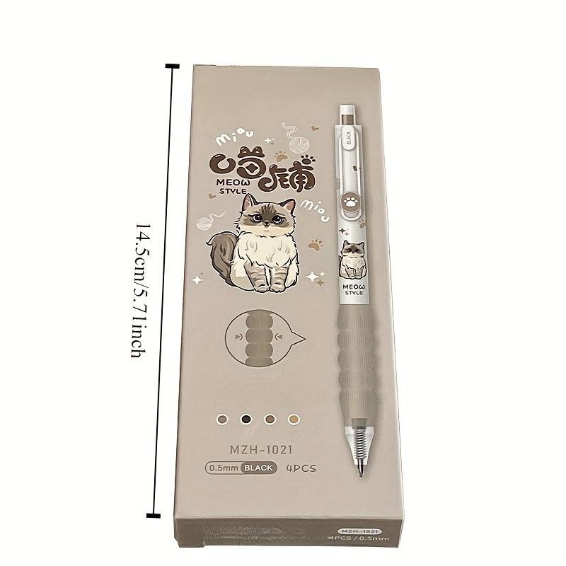 Набор из 4 штук Гелевая ручка 0,5 мм Черный кот Водная ручка Нажимная ручка ST наконечник Быстросохнущая Экзамен Штриховка Учеба