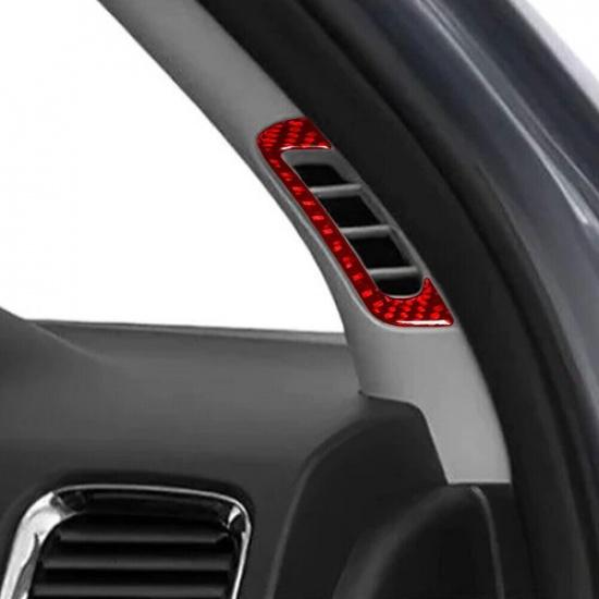 2Pcs Red Carbon Fiber Interior A-pillar Air Vent Cover Trim For Dodge Durango