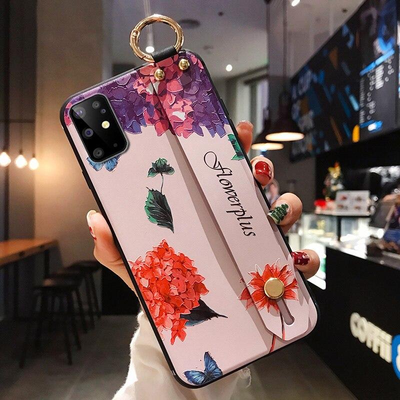 Case For Samsung Galaxy S8 S9 S10 S20 FE Plus A51 A10 A20 21s 30s A40 A50 A70 A71 Note 20 Plus Phone Holder Wrist Strap Case