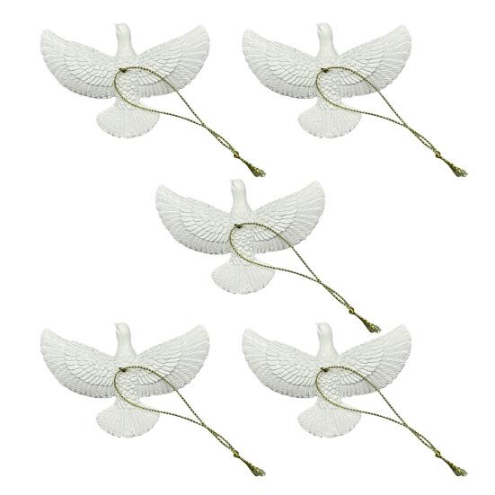 Смола Украшения Птицы Мира Белые Птицы Подвесное Украшение с Золотой Нитью для Рождественской Елки Свадьбы Праздничной Вечеринки Декор