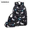 SUNBORLS Primary School Bag New Cartoon School Bag Children's Backpack Unicorn Insulation Lunch Bag Pencil Bag Three-piece Set