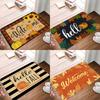 Autumn Pumpkin Welcome Floor Mat Thanksgiving Home Decor Farmhouse Entrance Floor Mat Porch Kitchen Carpet