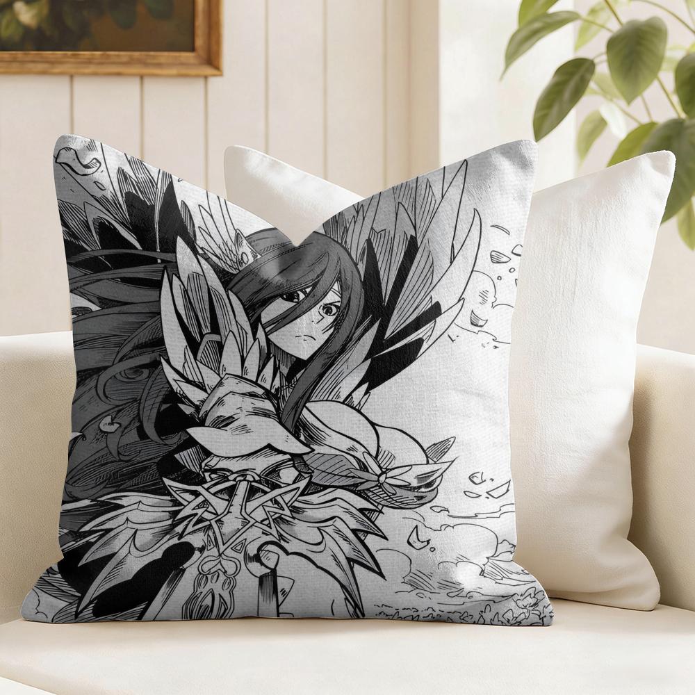 FFairy Tail Anime Cushion Cover Eco Linen Pillow Case DoubleSided Print Breathable Durable Zipper Home Decor Gift