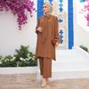 Foulard Collar Women Tunic Pants Double Suit Combine Islamic Muslim Casual Fashion Loose Summer Summer New Season Turkey