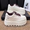 Thick-soled Leather Little White Shoes Women's New Versatile Height-increasing Muffin Small Sports Shoes Lace-up Soft-soled Single Shoes