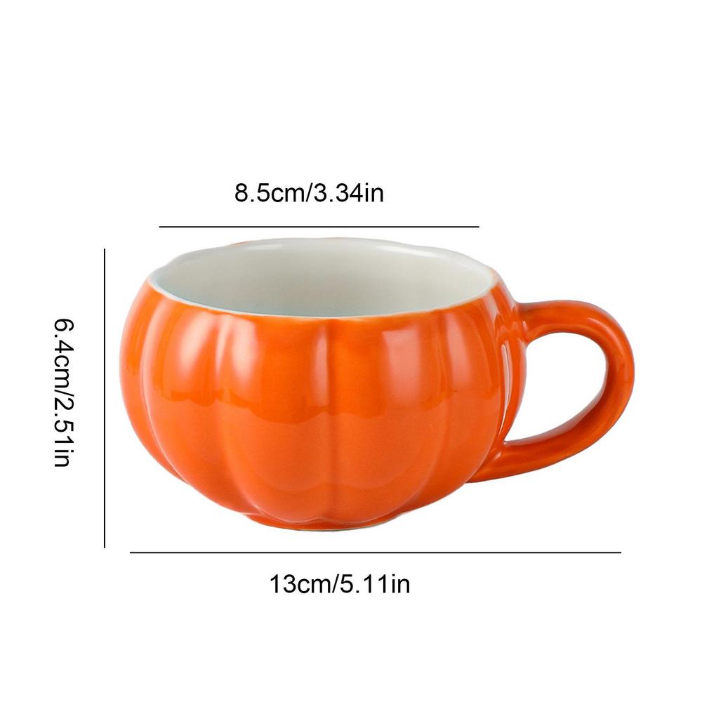 Керамическая чашка в форме тыквы на Хэллоуин с ложкой, кавайная кружка для супа с крышкой, овсяная кружка, креативная чашка для воды и кофе