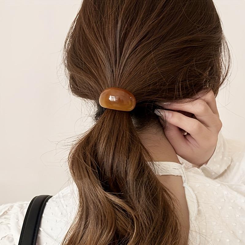 6 шт. Нефритовая узорчатая петля для волос с ярким изогнутым декором, высокая эластичность, дизайн с черной веревкой, простая, высококлассная, для ежедневной фиксации