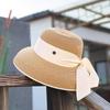 Silk Strap Wide Brim Hat Sun Protection Summer Sun Cap Elegant Beach Bucket Hat  Women