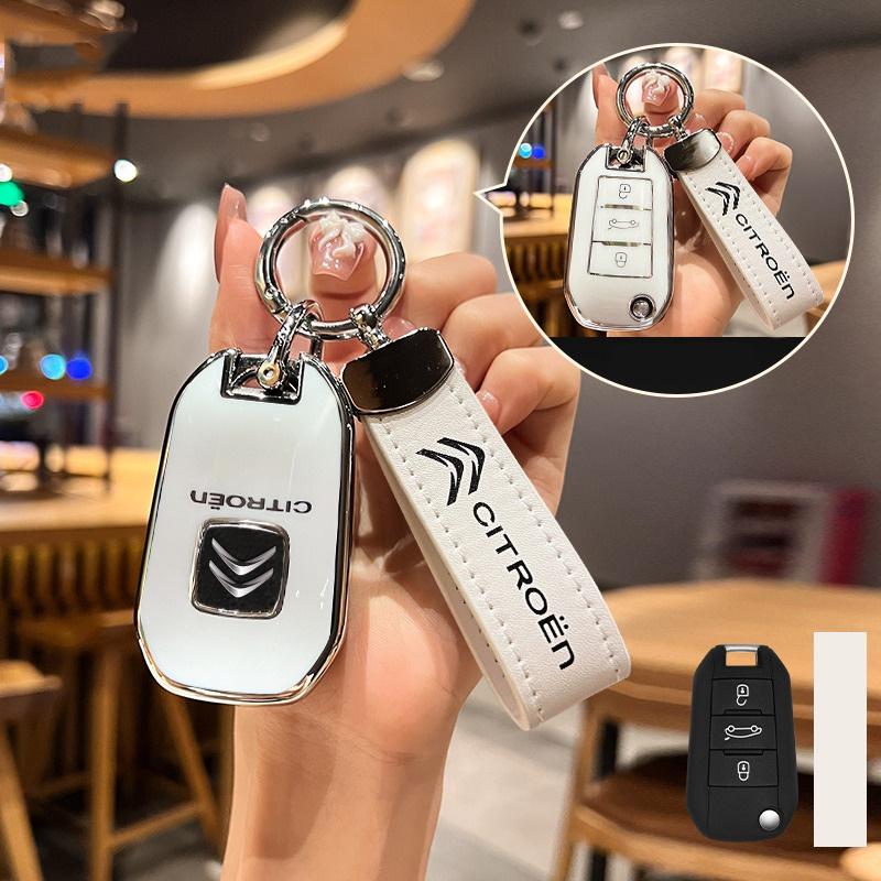TPU Car Flip Floding Key Case Cover Protector Shell Fob For Citroen C3 C4 CACTUS C6 C8 Car Keychain Auto Accessories alz123
