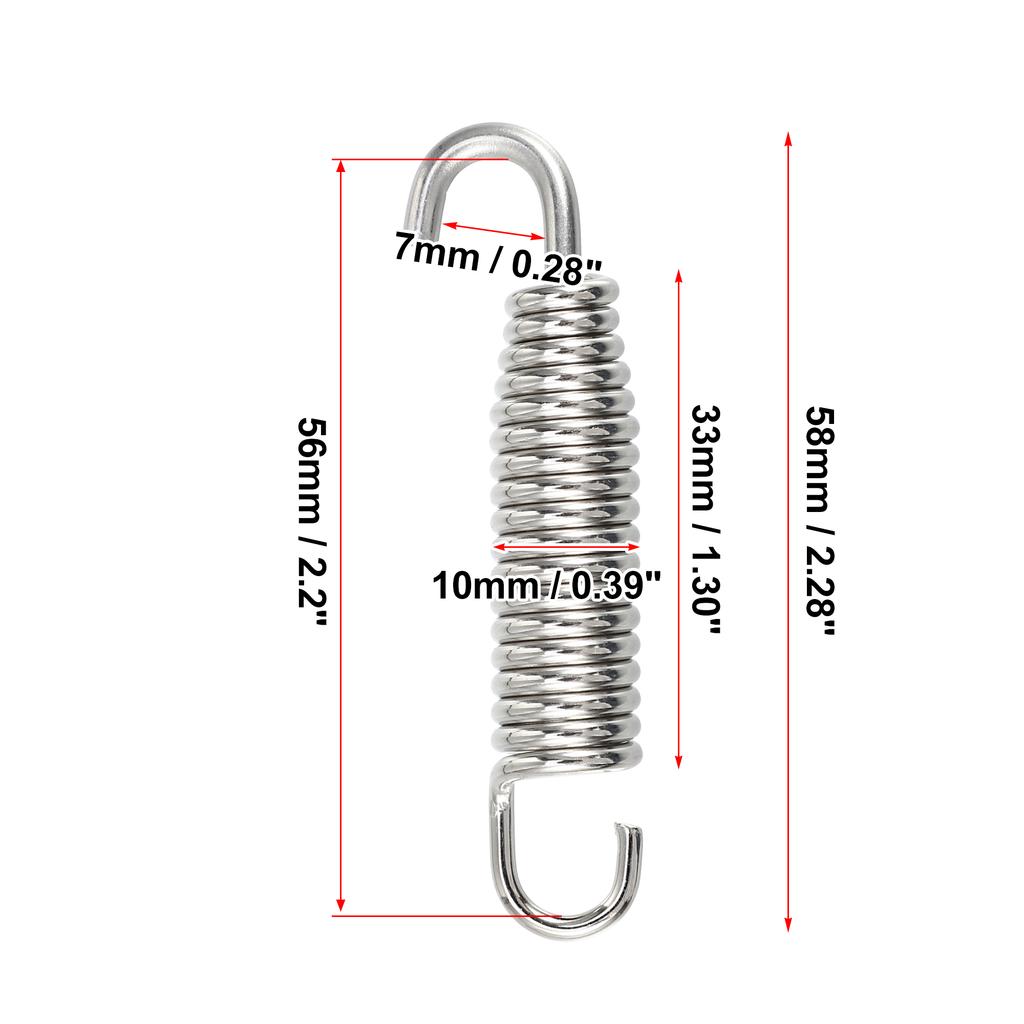 Motoforti 2Pcs 4Pcs 6Pcs 43mm 58mm Muffler Exhaust Pipe Spring for Motorcycle Universal Stainless Steel Silver Tone