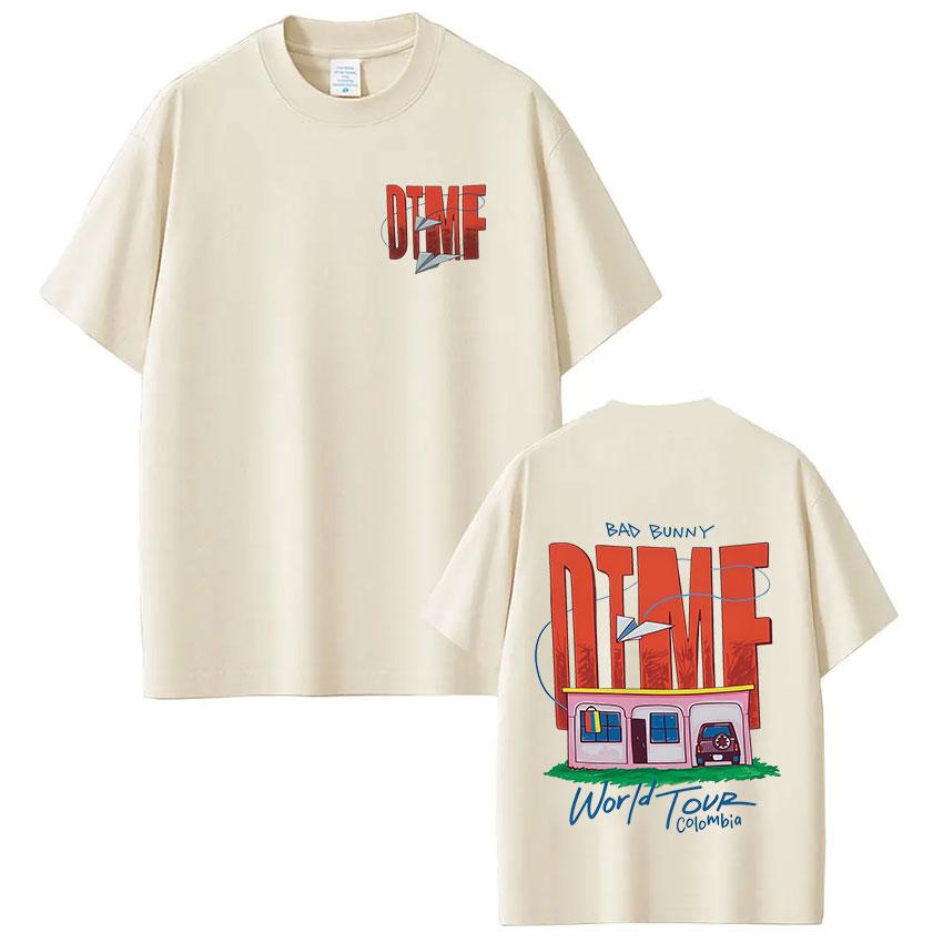 Rapper Bad Bunny Tshirt Debi Tirar Mas Fotos DTMF World Tour T Shirts Unisexs Unisex Fashion Vintage Hip Hop Tshirts Streetwear