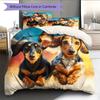 Happy Dachshund Pattern Bedding Home Decoration Birthday Gift (1 * duvet cover + 2 * pillowcase, without core)