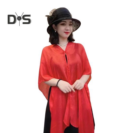 Летняя шаль с V-образным вырезом, планкой на пуговицах, легкая защита от солнца, универсальная пляжная шаль, однотонная шаль для отпуска с солнцезащитным кремом