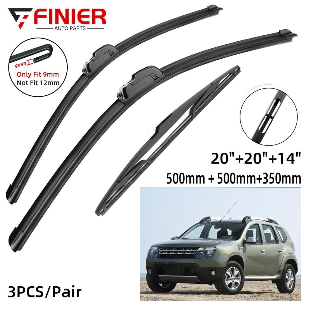 3 шт. щетки стеклоочистителя для Dacia/Renault Duster MK1 2014-2017 20 "20" 14" подходят для переднего лобового стекла, щетки для окон, резак, аксессуары