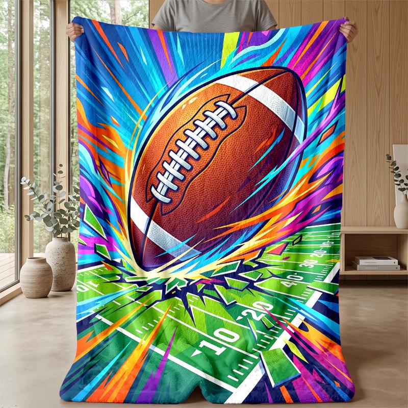 Football Crown Glory Theme blanket Lightweight Warm Flannel Blanket Decorative Throw Blanket for Home Decoration