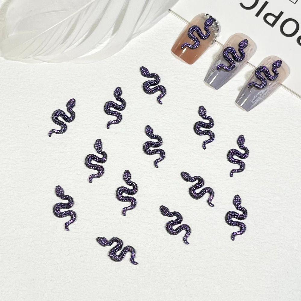 50 Pcs Flatback Nail Art Decoration 3D Snake Nail Stickers Snake Nail Art Accessories Women